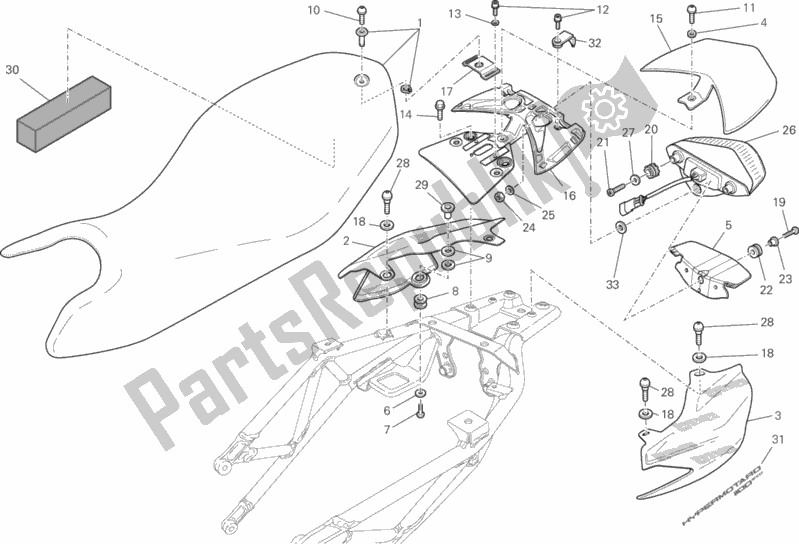 Alle onderdelen voor de Stoel van de Ducati Hypermotard 1100 EVO USA 2012